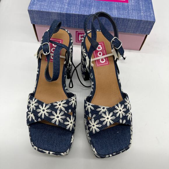 Pop Womens Grandiose Heeled Sandals Blue White Size 9M - Picture 4 of 12